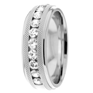 Low Dome Diamond Wedding Band 7mm 0.88 Ctw.