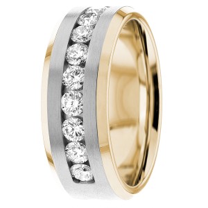 Beveled Edge Diamond Wedding Band 7mm 0.88 Ctw.