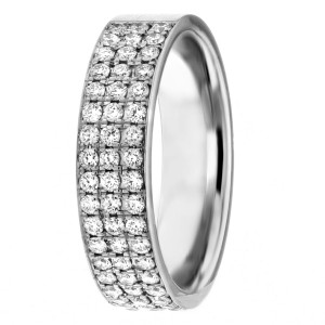 Three Row Diamond Wedding Band 6mm 0.81 Ctw.