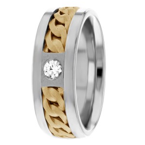Cuban Link Diamond Wedding Ring 7mm 0.10 Ctw.