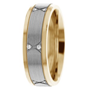 Three Diamond Wedding Band 7mm 0.12 Ctw.