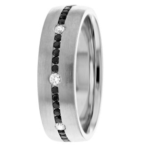 Black & Clear Diamond Wedding Band 6mm 0.63 Ctw.