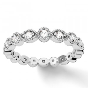 Diamond Round Cut Eternity Ring with Milgrain 0.45Ctw