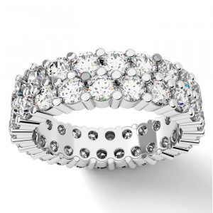 Diamond Round Cut 2 Row Eternity Ring 3.65Ctw