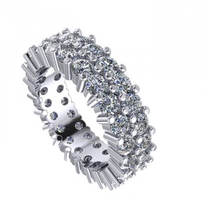 Diamond Round Cut 2 Row Eternity Ring 3.65Ctw