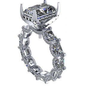 Radiant Hidden Halo Engagement Ring with U Prong 3.85Ctw