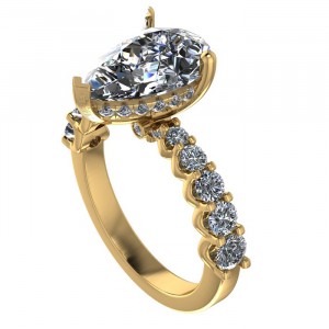 Pear Hidden Halo Engagement Ring 3.50Ctw