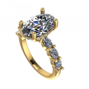 Oval Hidden Halo Engagement Ring 4.15Ctw