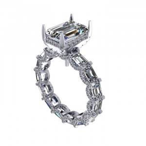 Emerald Hidden Halo Engagement Ring 6Ctw