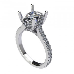 Oval Hidden Halo Cathedral Engagement Ring 2.90Ctw