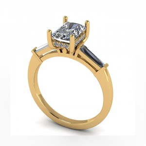 Radiant and Tapered Baguettes Engagement Ring