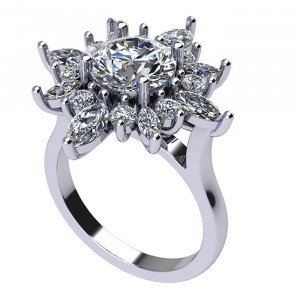 Marquise Flower Halo Engagement Ring 3.20Ctw