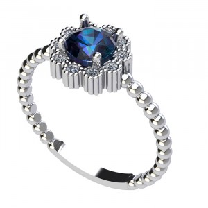 Mezzo Round Opal Halo Engagement Ring 1Ctw