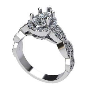 Twisted Pear Halo Engagement Ring 1Ctw