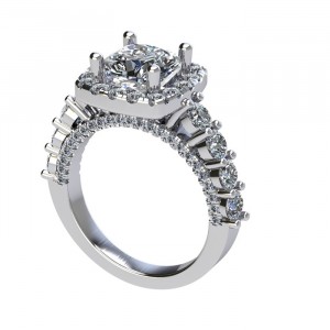Cushion Halo Engagement Ring 2.70Ctw