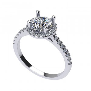Round Halo Engagement Ring 1.30Ctw