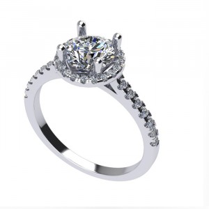 Round Halo Engagement Ring 1.30Ctw