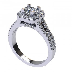 Split Shank Halo Round Cut Engagement Ring 1.55Ctw
