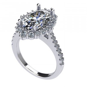 Big Oval Halo Engagement Ring 3.35Ctw