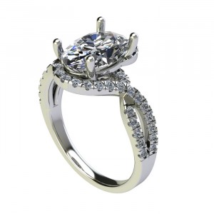 Oval Swirl Halo Engagement Ring 2.95Ctw