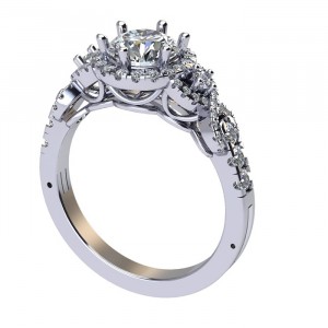 Halo Round Cut Engagement Ring 2.15Ctw