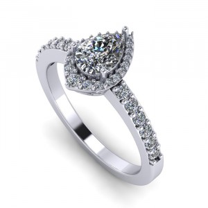 Pear Halo Engagement Ring 1.05Ctw
