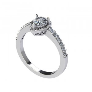 Pear Halo Engagement Ring 1.05Ctw