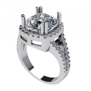 Split Shank Cushion Halo Engagement Ring 5.95Ctw