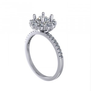 Flower Halo Round Cut Engagement Ring 1.90Ctw