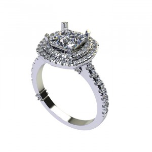 Princess Double Halo Engagement Ring 2.15Ctw
