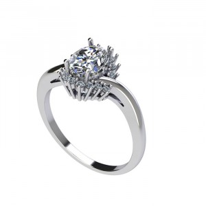 Oval Halo Bypass Engagement Ring 2.10Ctw