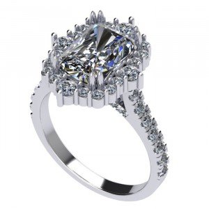 Radiant Compass Halo Engagement Ring 3.85Ctw