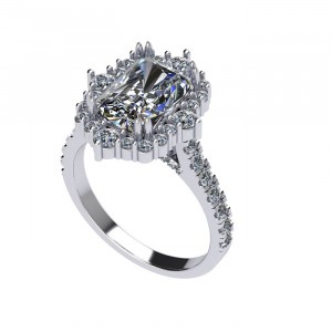 Radiant Compass Halo Engagement Ring 3.85Ctw