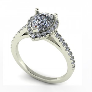 Pear Halo Cathedral Engagement Ring 1.65Ctw