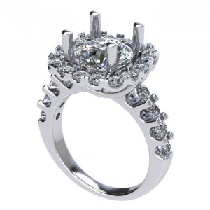 Cushion Shape U Prong Halo Round Cut Engagement Ring 2.60Ctw