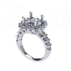Cushion Shape U Prong Halo Round Cut Engagement Ring 2.60Ctw