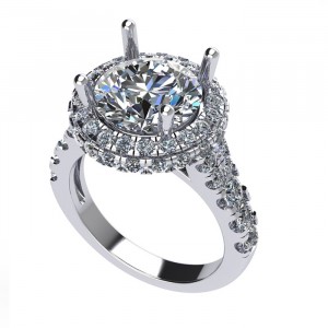 Double Halo Round Cut Engagement Ring 4.50Ctw