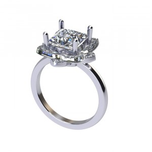 Princess Halo Engagement Ring 2.35Ctw