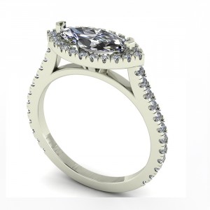 East West Marquise Halo Engagement Ring 1.60Ctw