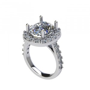 Cushion Halo 4 Prong Cathedral Engagement Ring 11.55Ctw
