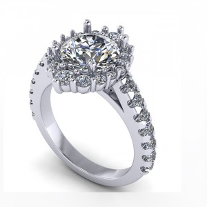 Halo Round Cut Graduating Engagement Ring 2.95Ctw