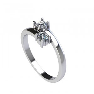 Two Stone Round Cut Bypass Engagement Ring 0.55Ctw