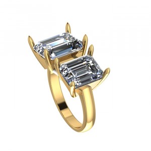 Two Stone Emerald Engagement Ring 11.15Ctw