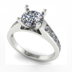 Round Channel Side Stone Engagement Ring 1.45Ctw