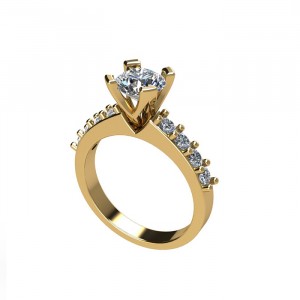 Cathedral Shared Prong Side Stone Engagement Ring 1.55Ctw