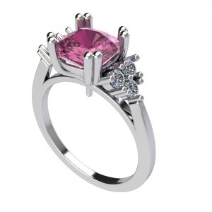 Cushion Side Stone Engagement Ring 7.90Ctw