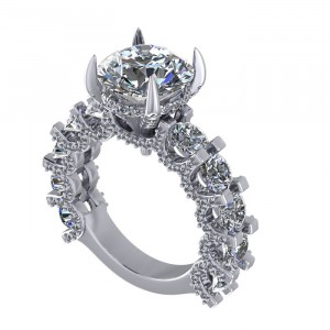 Side Stone Engagement Ring 6Ctw