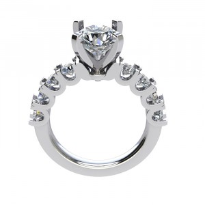 Side Stone Engagement Ring 3.10Ctw