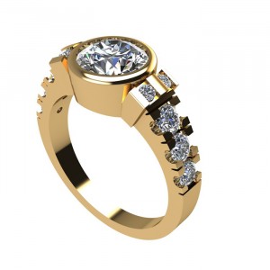 Bezel Side Stone Engagement Ring 2.60Ctw