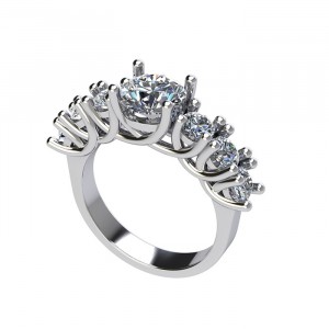Trellis Prong Side Stone Engagement Ring 2.15Ctw